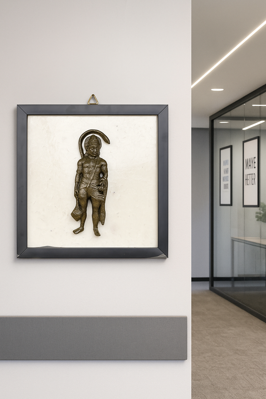 Hanuman Ji Pyrite-Selenite 3D Plate (Complimentary wooden frame)