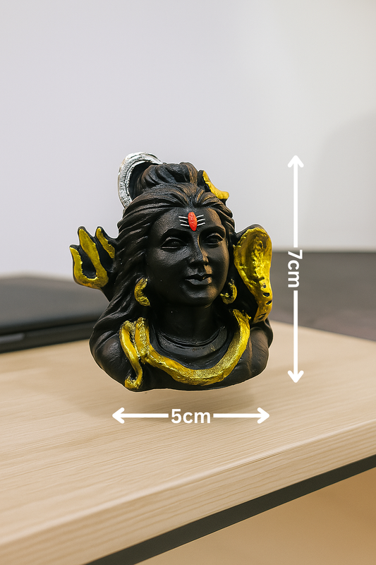 Divine Lord Shiva Idol for Car Dashboard – Black & Gold Finish